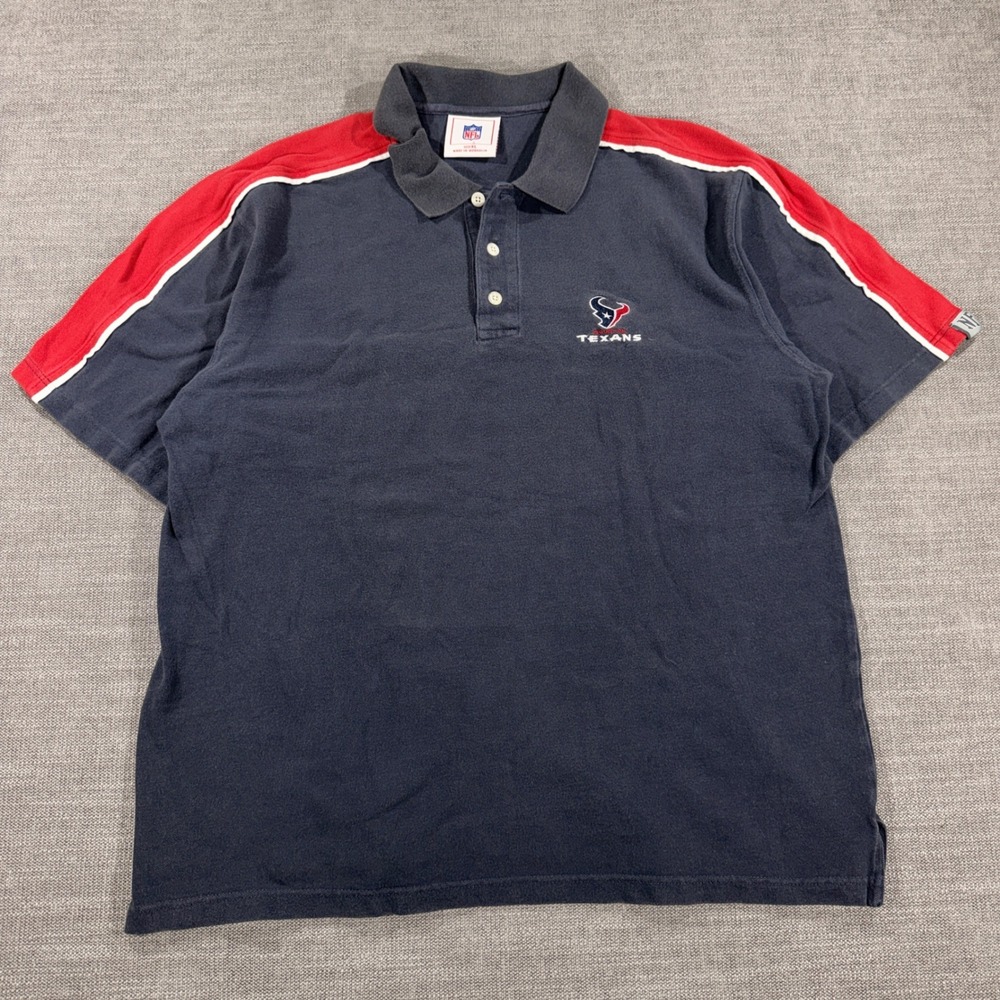 NFL Houston Texans Polo Shirt Mens XL Navy Blue Good Striped VF Imagewear